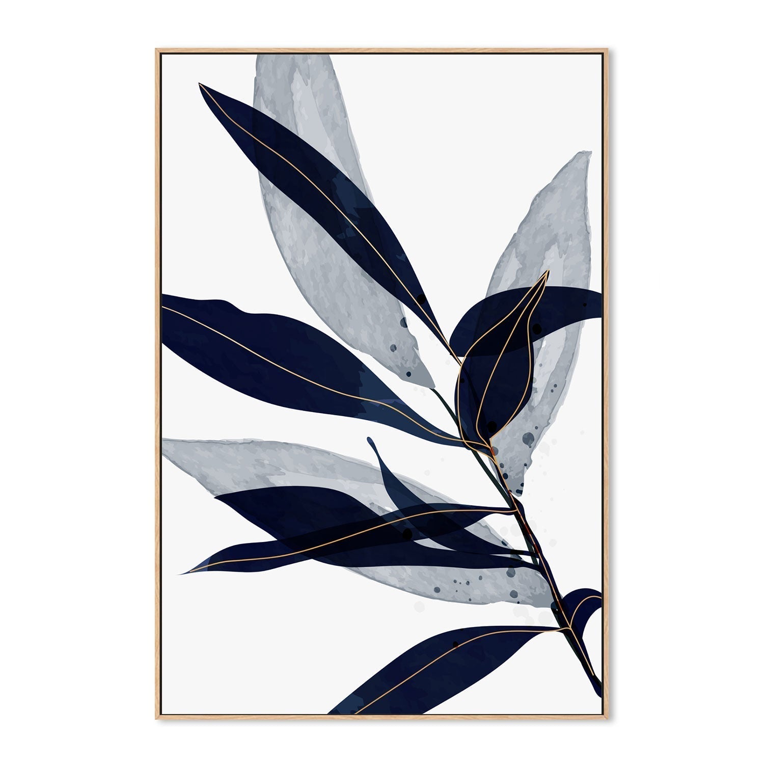 wall-art-print-canvas-poster-framed-Blue Leaves, Style B-GIOIA-WALL-ART