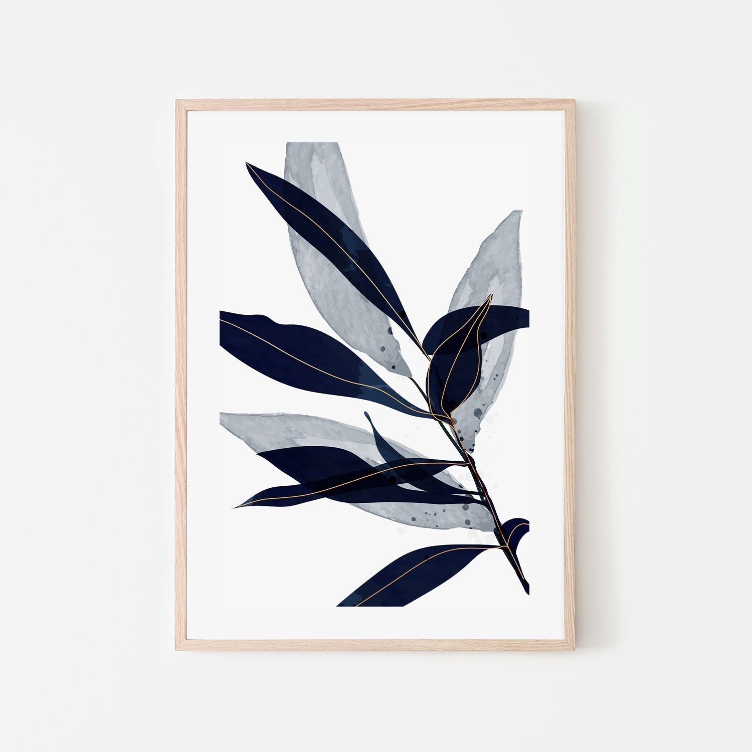 wall-art-print-canvas-poster-framed-Blue Leaves, Style B-GIOIA-WALL-ART