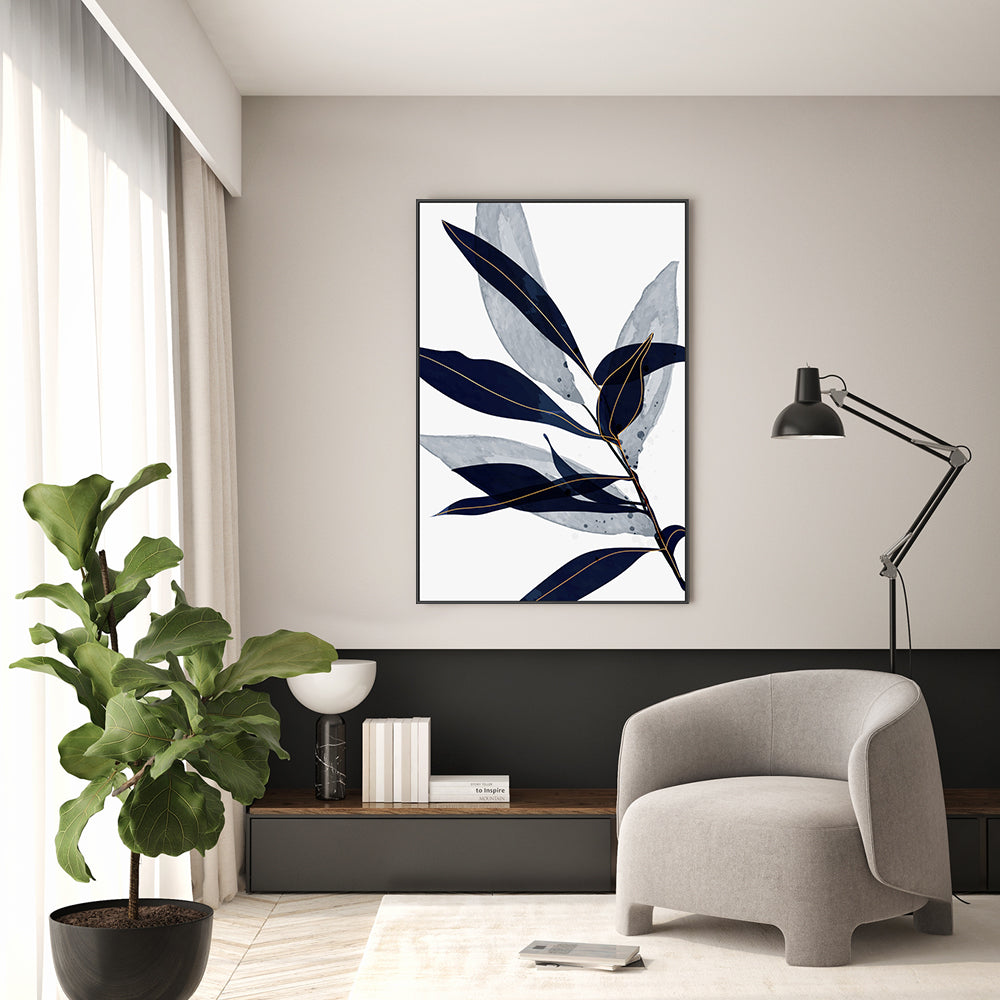 wall-art-print-canvas-poster-framed-Blue Leaves, Style B-GIOIA-WALL-ART