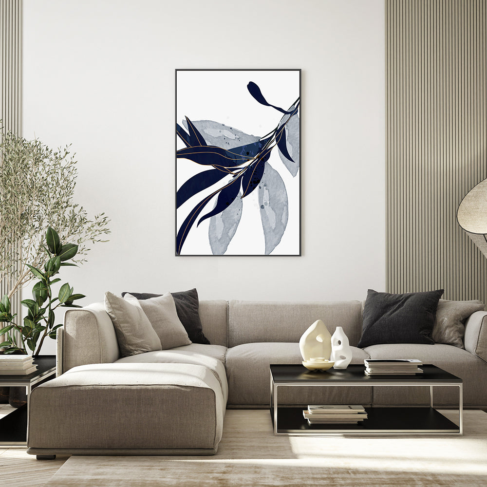 wall-art-print-canvas-poster-framed-Blue Leaves, Style C-GIOIA-WALL-ART