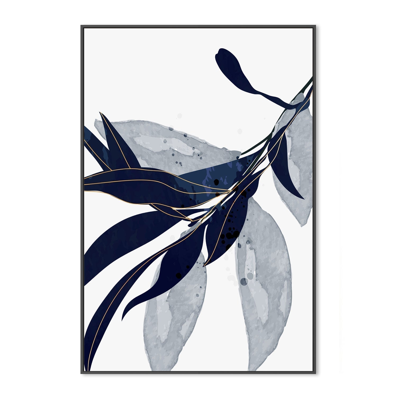 wall-art-print-canvas-poster-framed-Blue Leaves, Style C-GIOIA-WALL-ART