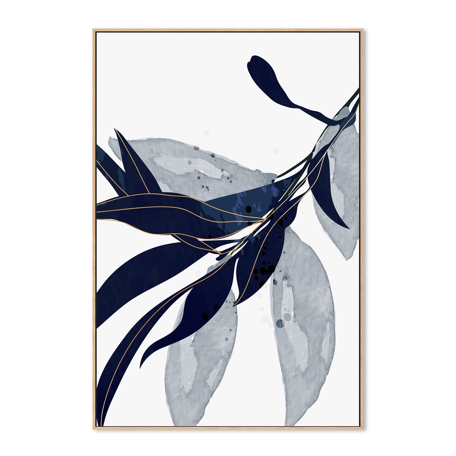 wall-art-print-canvas-poster-framed-Blue Leaves, Style C-GIOIA-WALL-ART