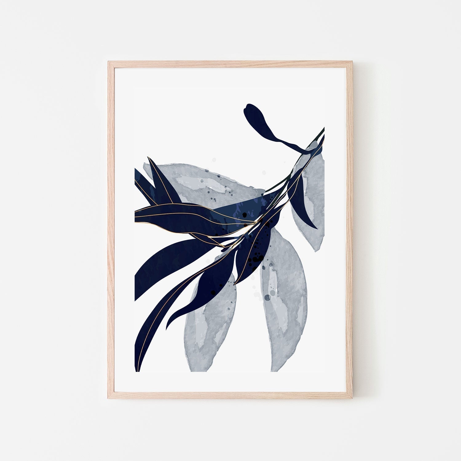 wall-art-print-canvas-poster-framed-Blue Leaves, Style C-GIOIA-WALL-ART