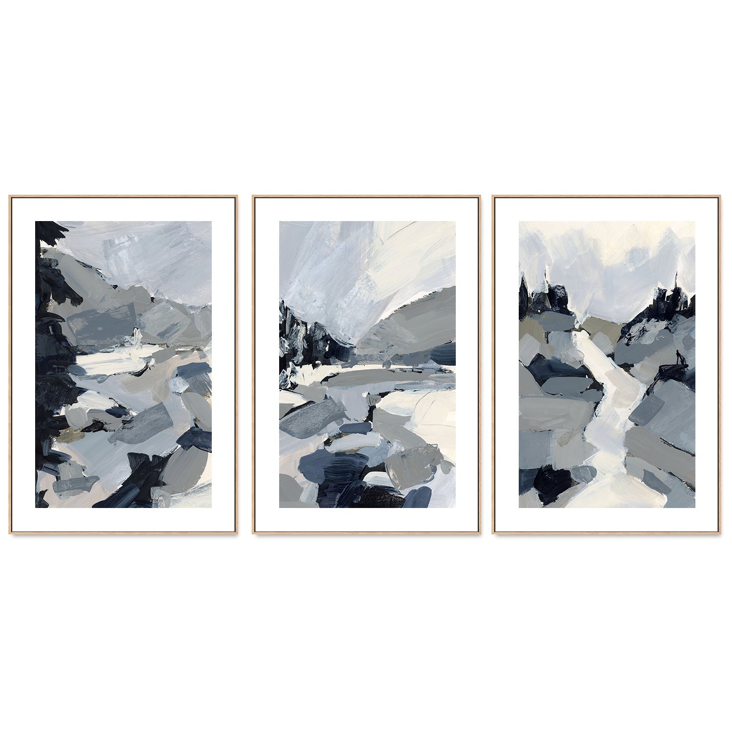 wall-art-print-canvas-poster-framed-Blue Mountains, Style A, B & C, Set Of 3-by-Emily Wood-Gioia Wall Art