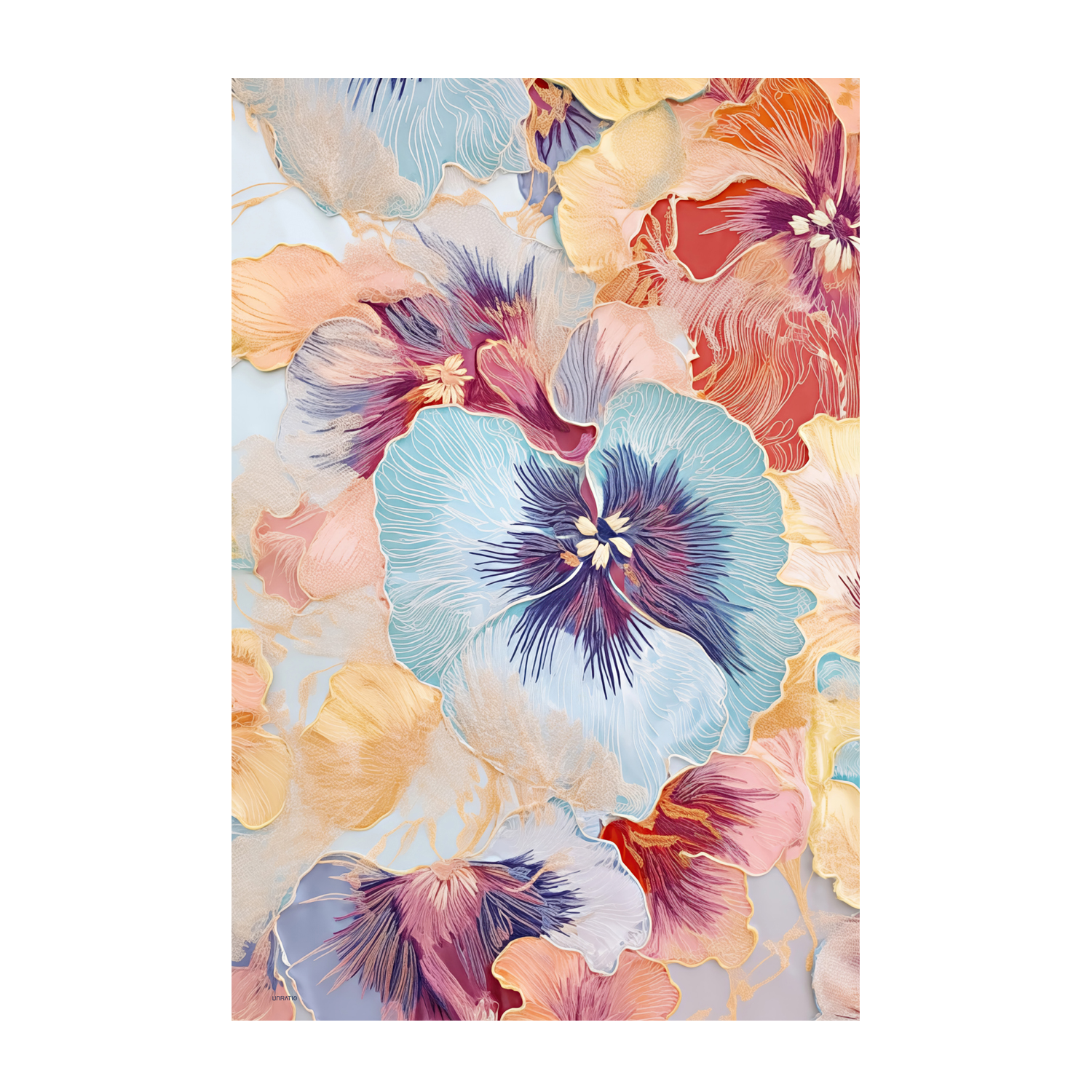 wall-art-print-canvas-poster-framed-Blue Pansies , By Unratio-1