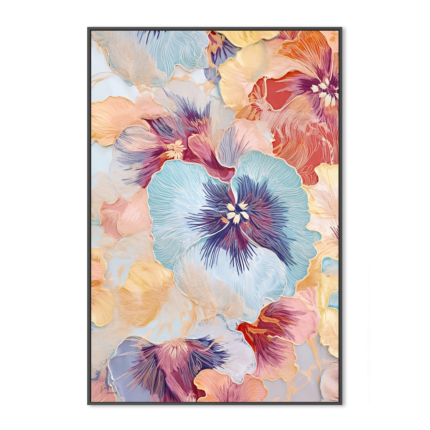 wall-art-print-canvas-poster-framed-Blue Pansies , By Unratio-3