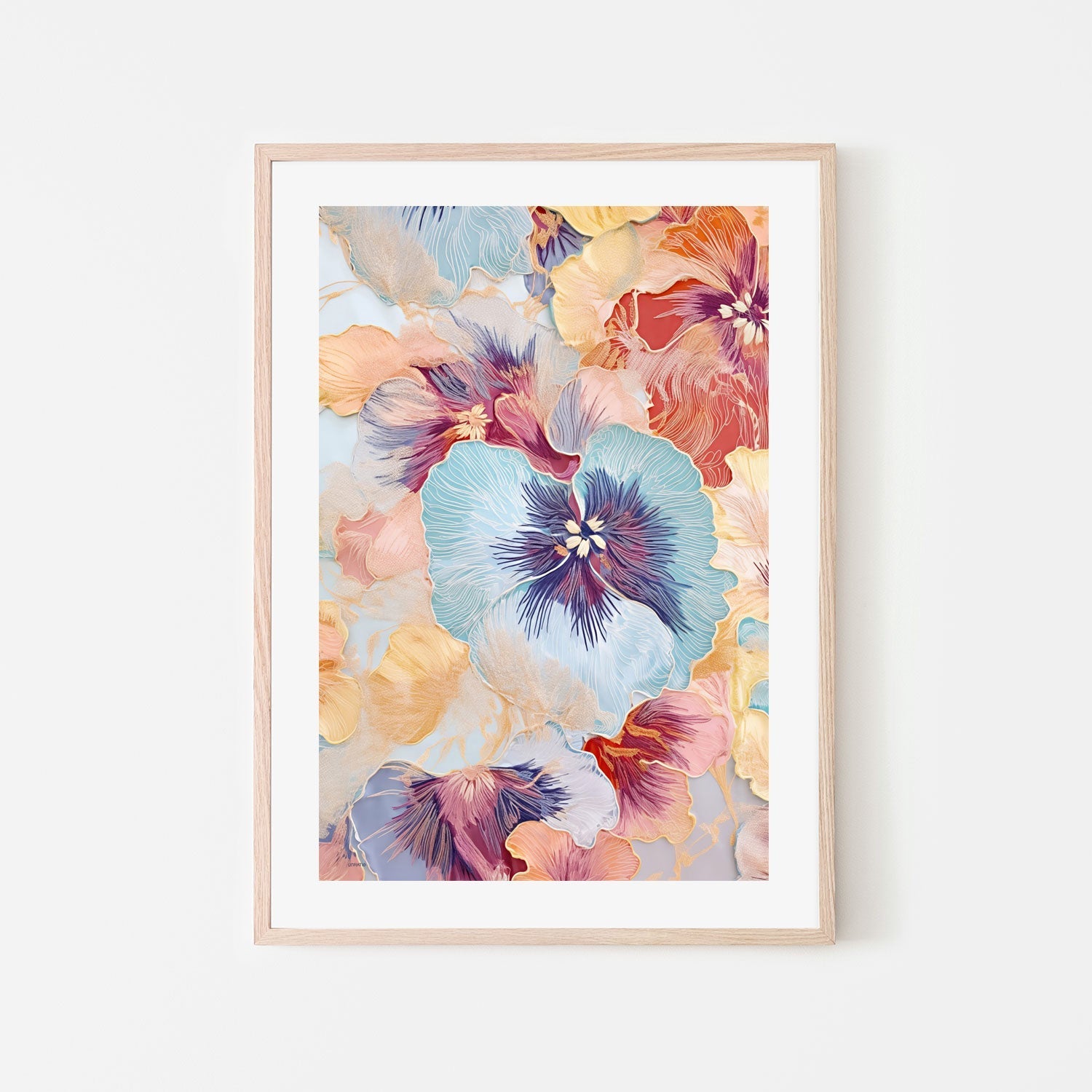 wall-art-print-canvas-poster-framed-Blue Pansies , By Unratio-6