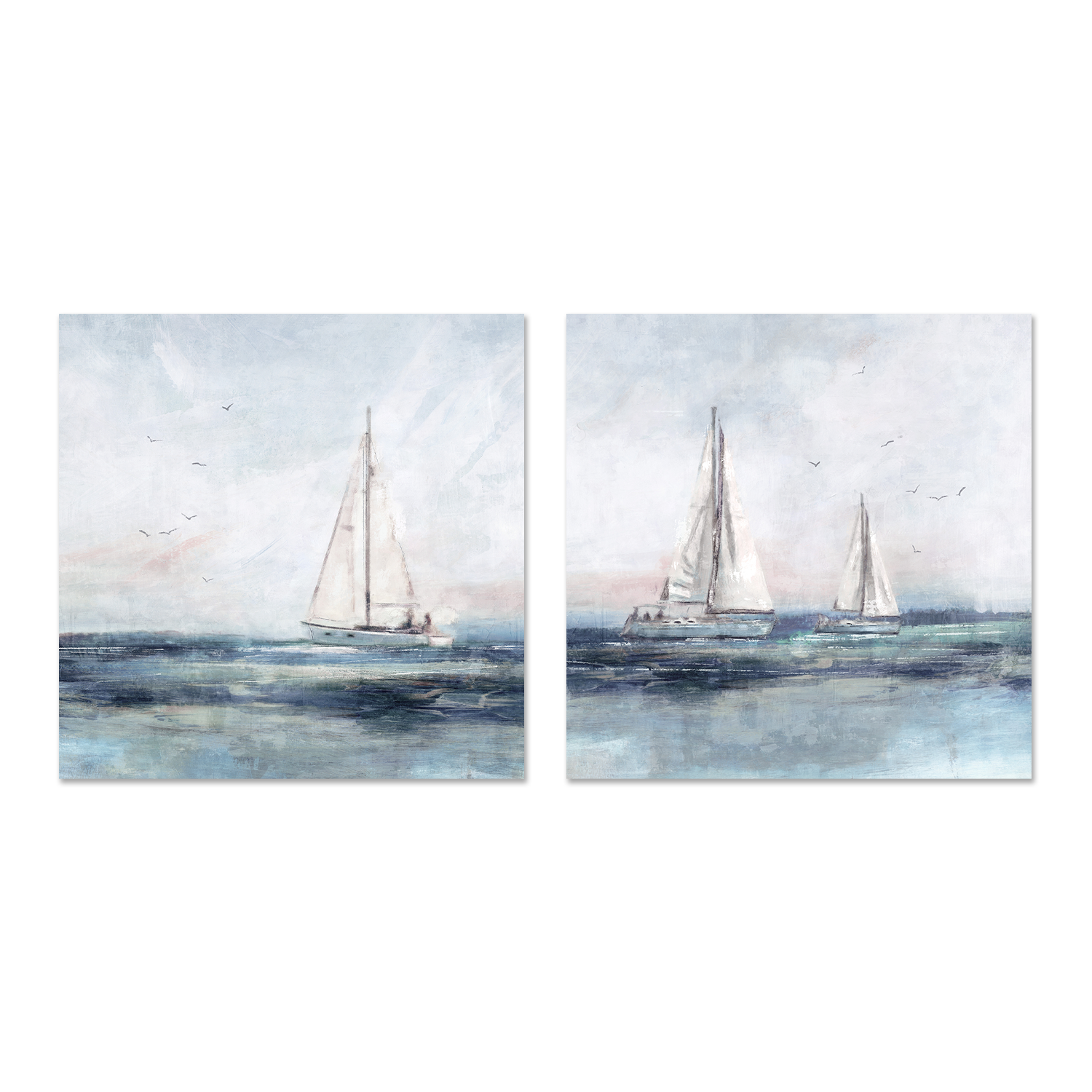 wall-art-print-canvas-poster-framed-Blue Sailing, Style A & B, Set Of 2 , By Nina Blue-1