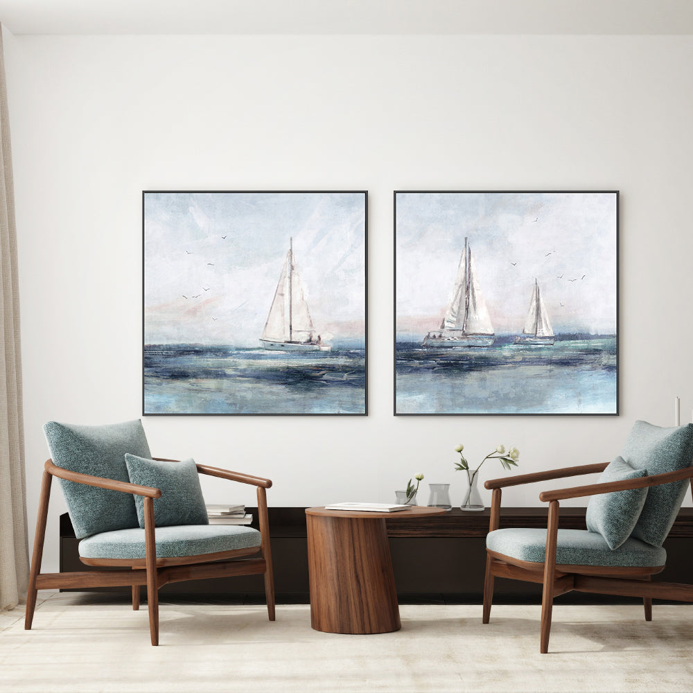 wall-art-print-canvas-poster-framed-Blue Sailing, Style A & B, Set Of 2 , By Nina Blue-2