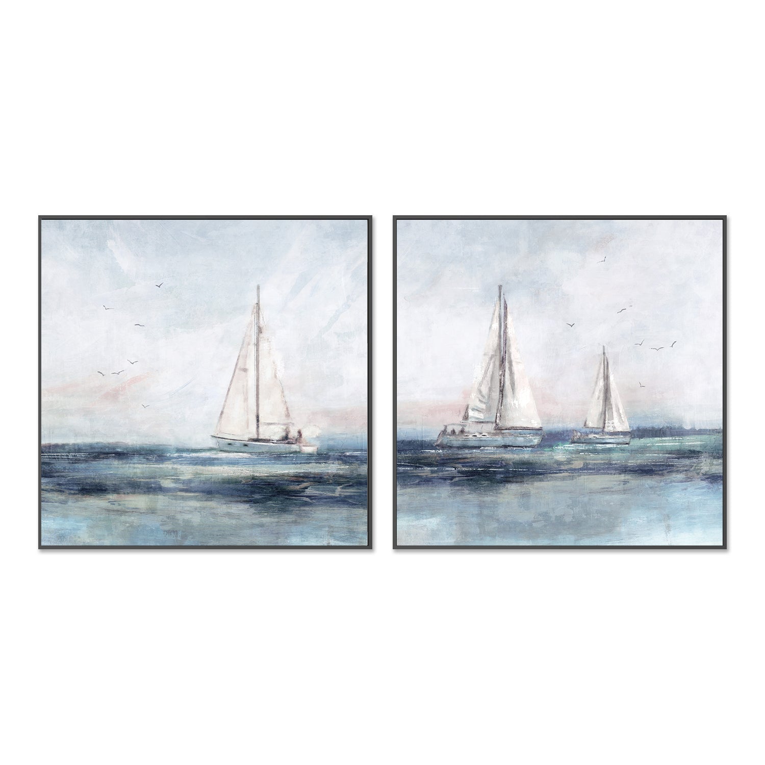 wall-art-print-canvas-poster-framed-Blue Sailing, Style A & B, Set Of 2 , By Nina Blue-3