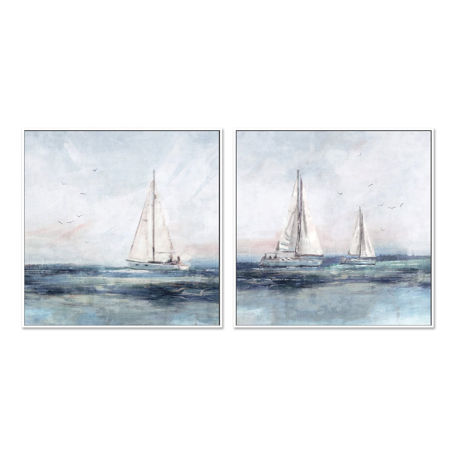 wall-art-print-canvas-poster-framed-Blue Sailing, Style A & B, Set Of 2 , By Nina Blue-5