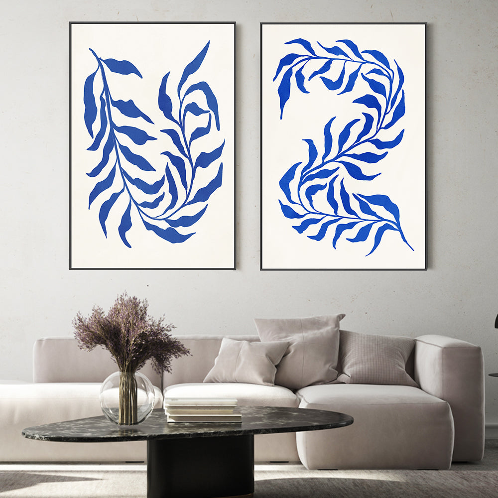 wall-art-print-canvas-poster-framed-Blue Seaweed, Style C & D, Set of 2 , By Nina Blue-2