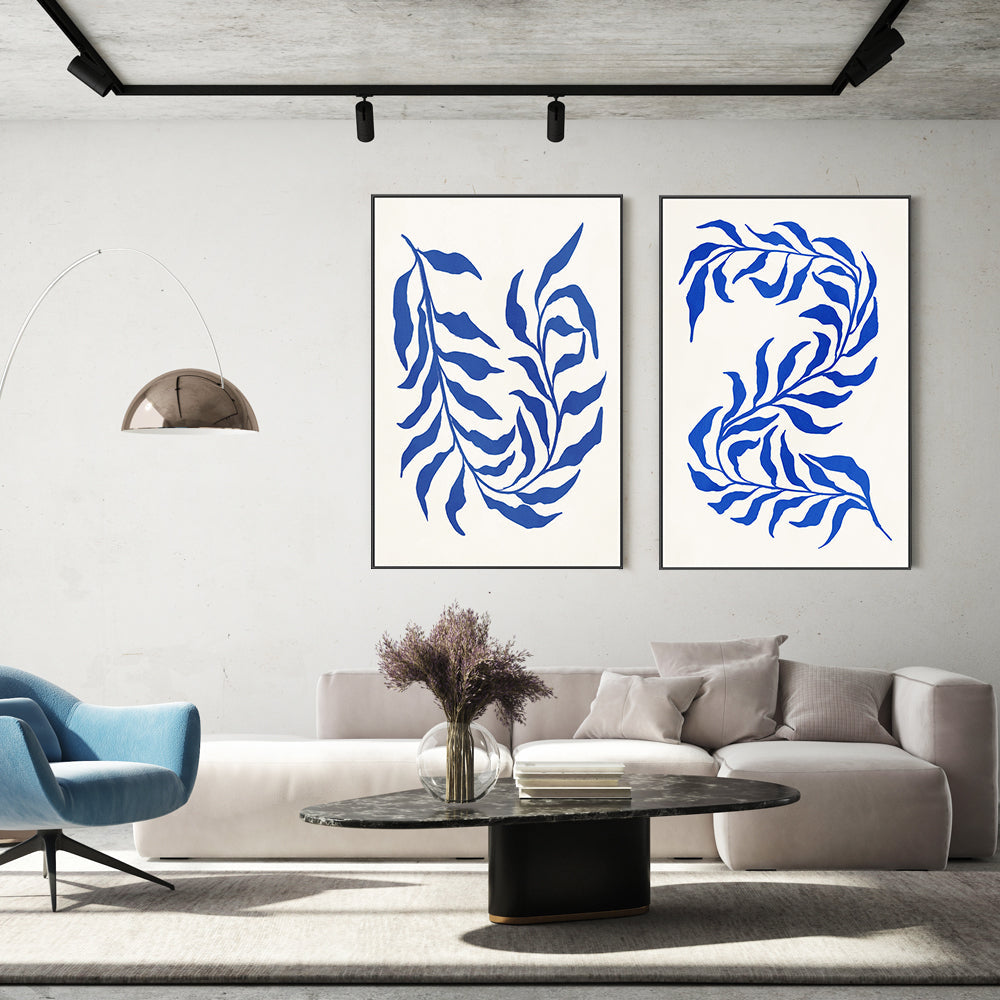 wall-art-print-canvas-poster-framed-Blue Seaweed, Style C & D, Set of 2 , By Nina Blue-7