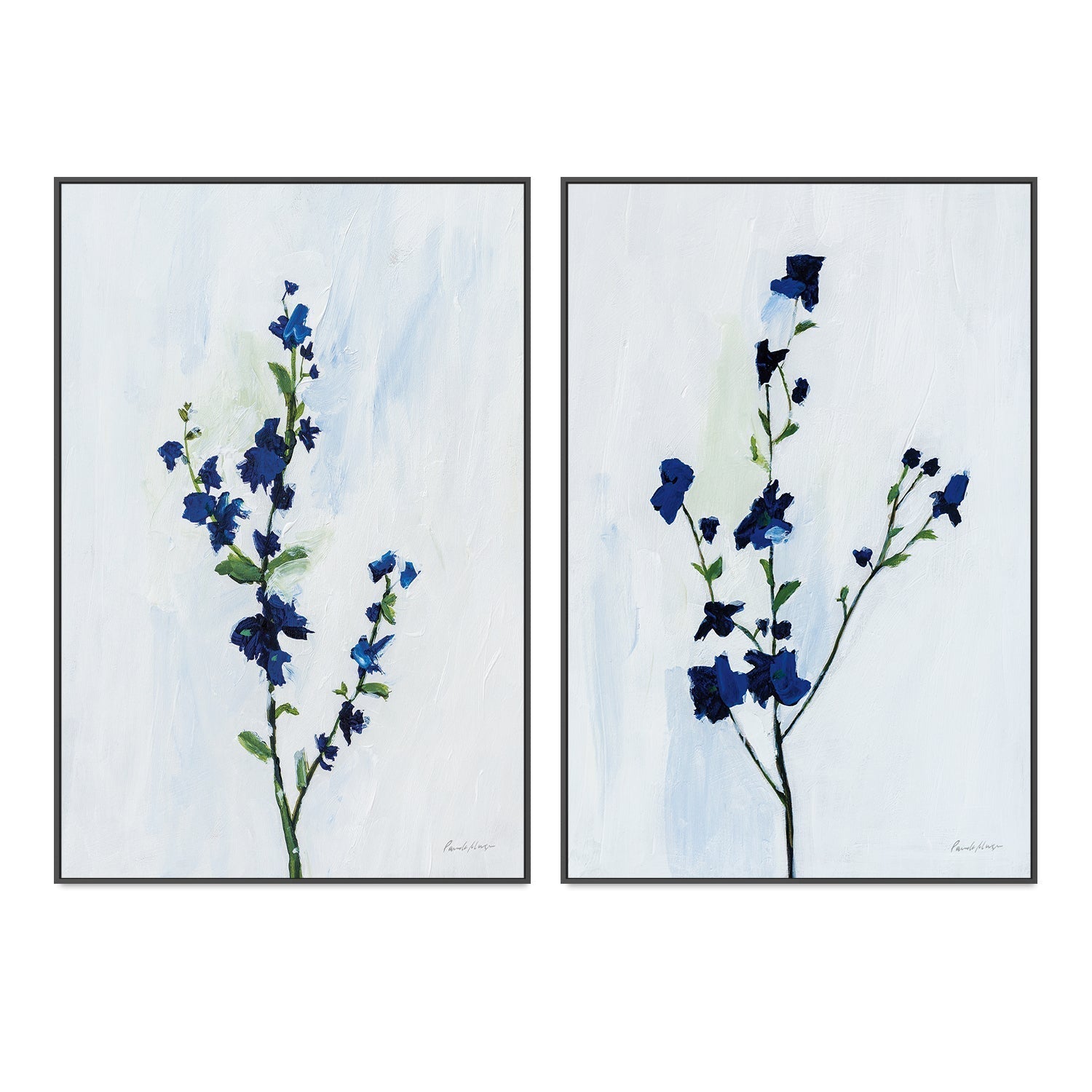 wall-art-print-canvas-poster-framed-Blue Stems, Style A & B, Set Of 2 , By Pamela Munger-GIOIA-WALL-ART