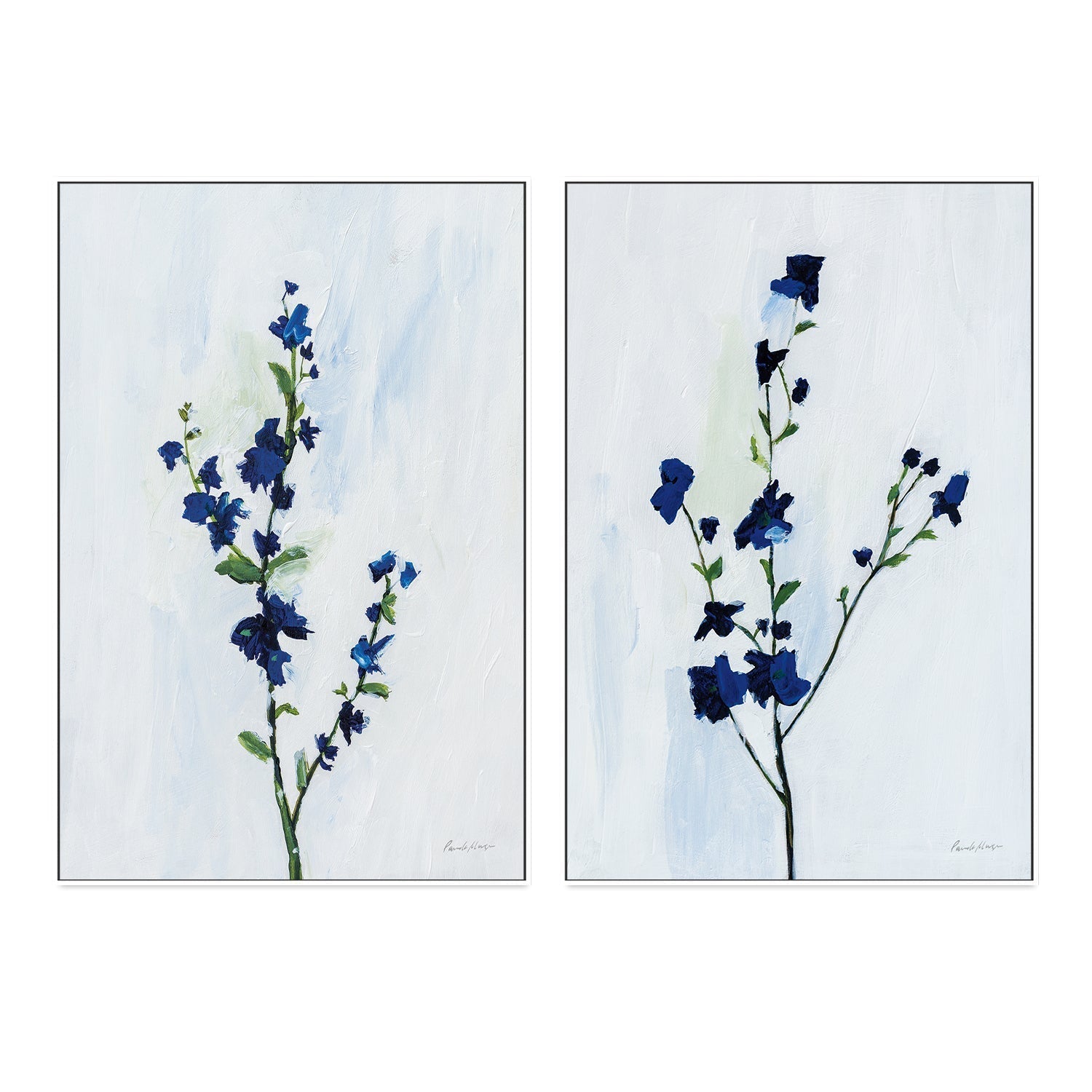 wall-art-print-canvas-poster-framed-Blue Stems, Style A & B, Set Of 2 , By Pamela Munger-GIOIA-WALL-ART