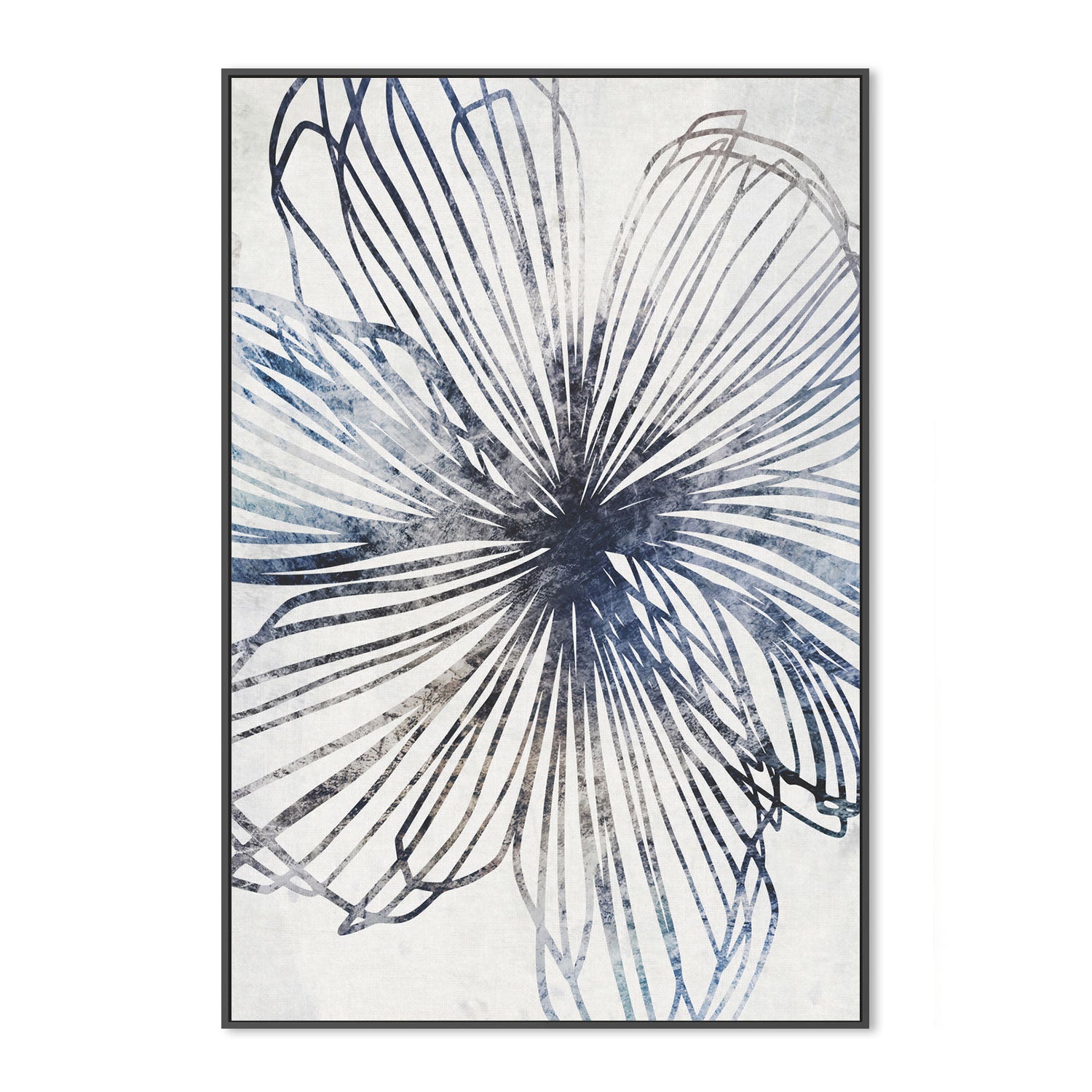 wall-art-print-canvas-poster-framed-Blue Striped Floral , By Dear Musketeer Studio-GIOIA-WALL-ART