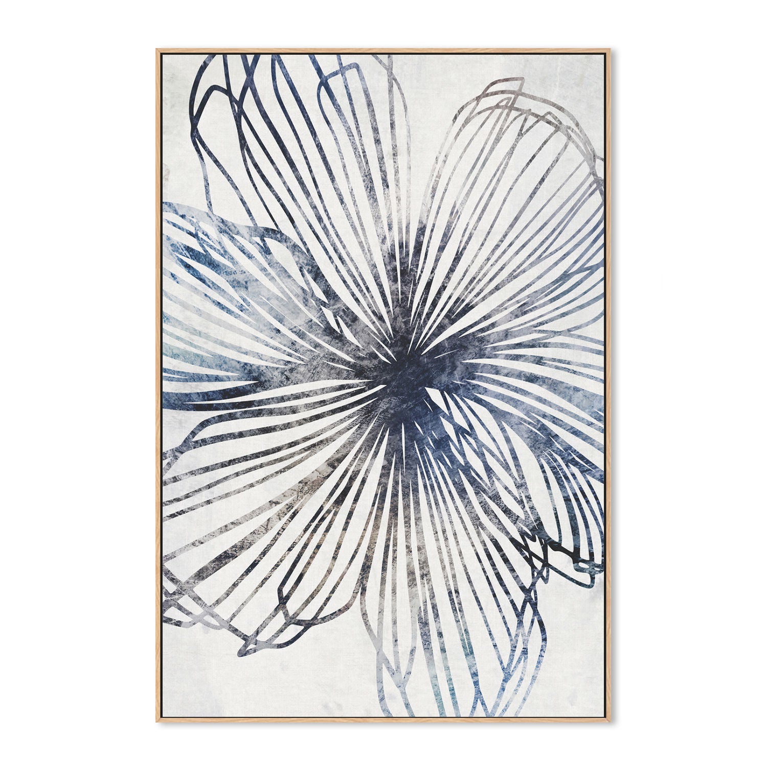 wall-art-print-canvas-poster-framed-Blue Striped Floral , By Dear Musketeer Studio-GIOIA-WALL-ART