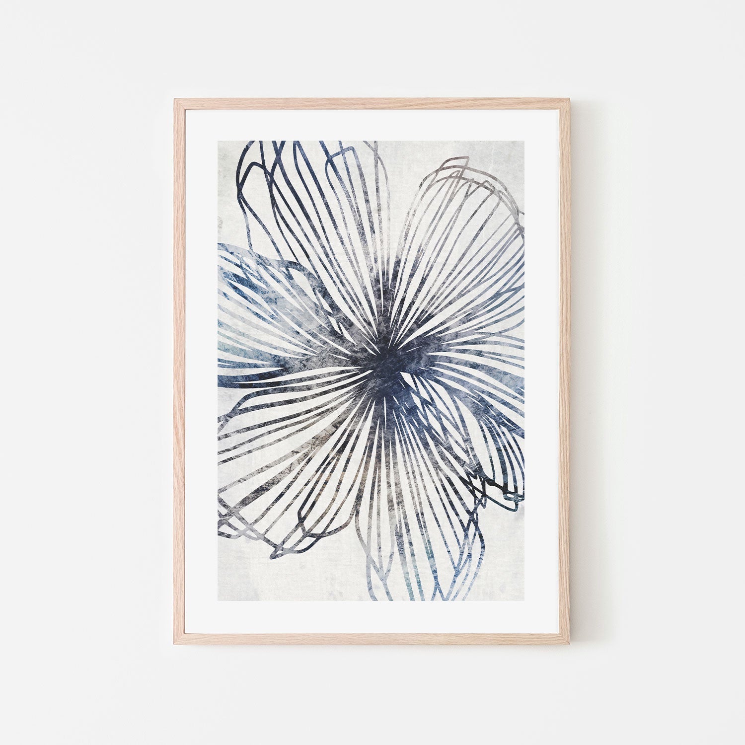 wall-art-print-canvas-poster-framed-Blue Striped Floral , By Dear Musketeer Studio-GIOIA-WALL-ART