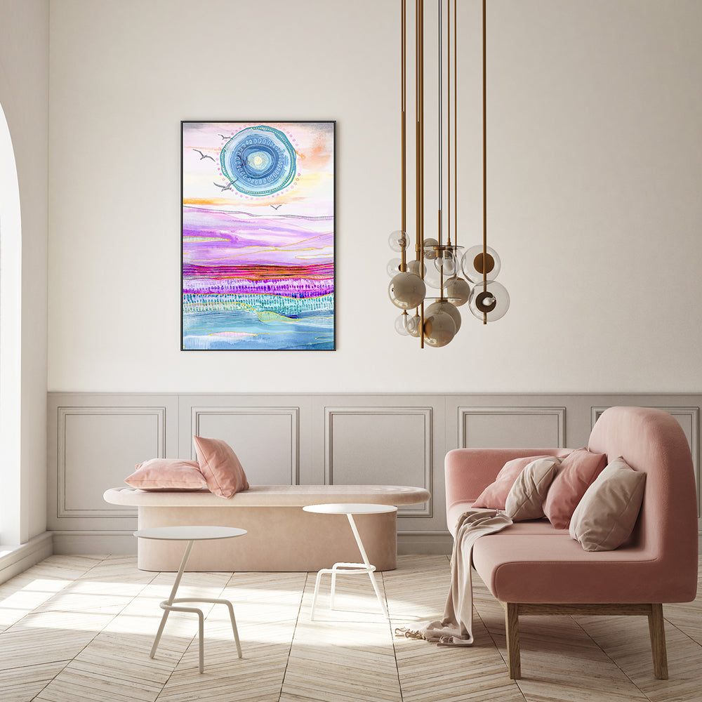 wall-art-print-canvas-poster-framed-Blue Sun , By Sarah Carlton Art-GIOIA-WALL-ART