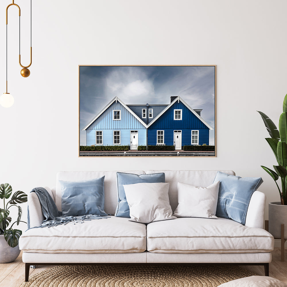 wall-art-print-canvas-poster-framed-Blue Twin Homes , By Gilbert Claes-GIOIA-WALL-ART