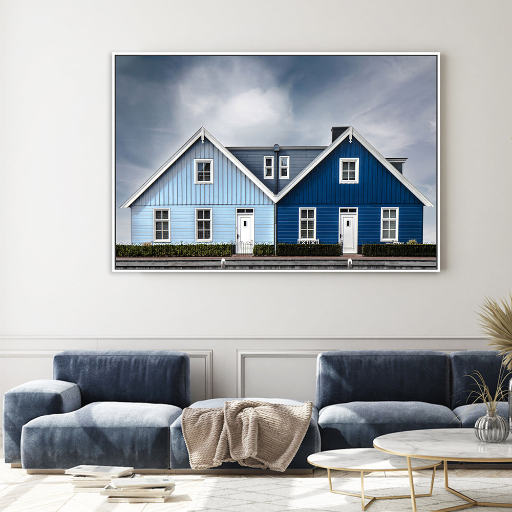 wall-art-print-canvas-poster-framed-Blue Twin Homes , By Gilbert Claes-GIOIA-WALL-ART