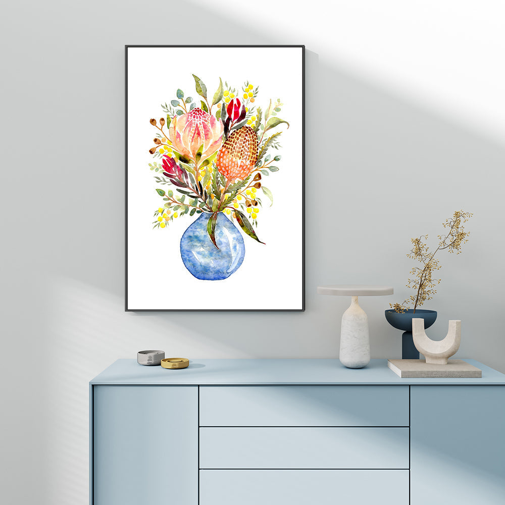 wall-art-print-canvas-poster-framed-Blue Vase , By Jessie Mitchelson-GIOIA-WALL-ART