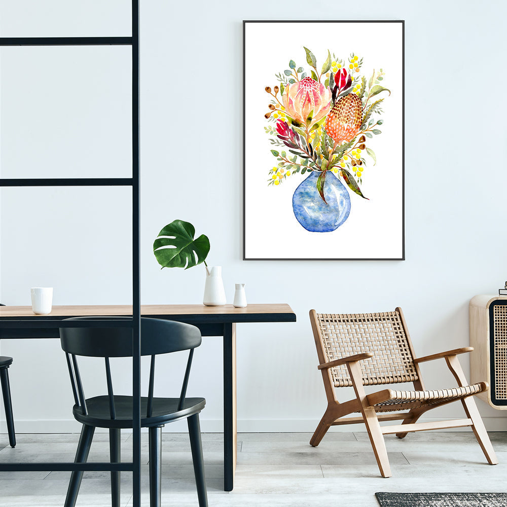 wall-art-print-canvas-poster-framed-Blue Vase , By Jessie Mitchelson-GIOIA-WALL-ART