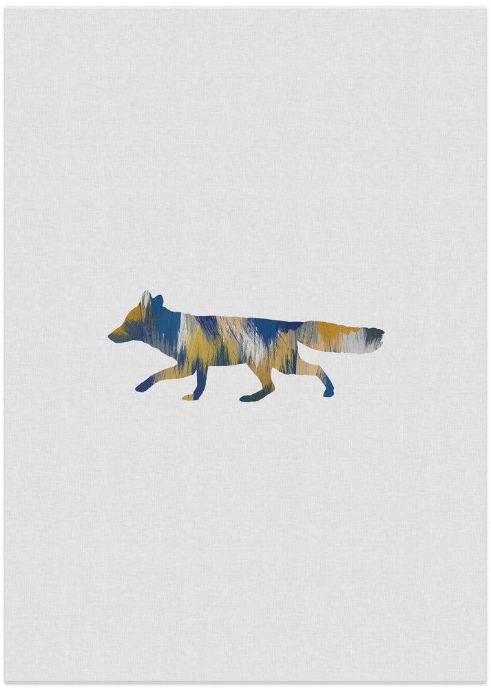 wall-art-print-canvas-poster-framed-Blue & Yellow Fox , By Orara Studio-1