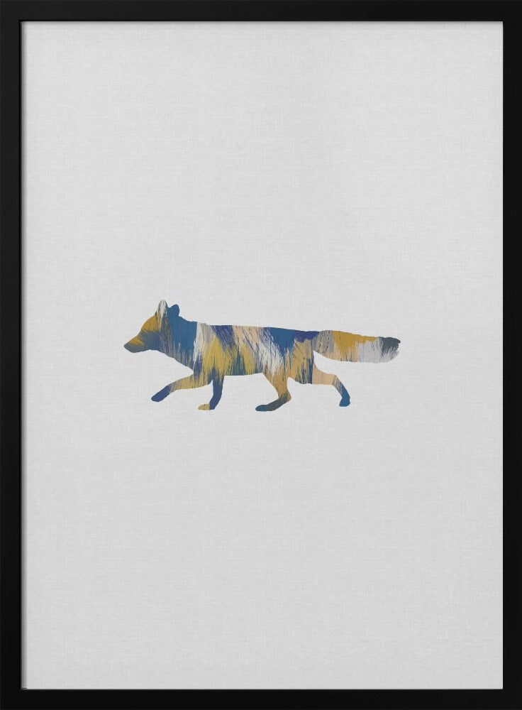 wall-art-print-canvas-poster-framed-Blue & Yellow Fox , By Orara Studio-3