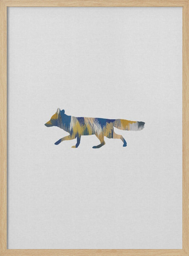 wall-art-print-canvas-poster-framed-Blue & Yellow Fox , By Orara Studio-4