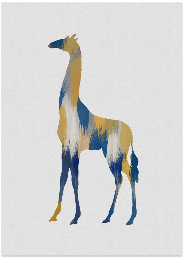 wall-art-print-canvas-poster-framed-Blue & Yellow Giraffe , By Orara Studio-1