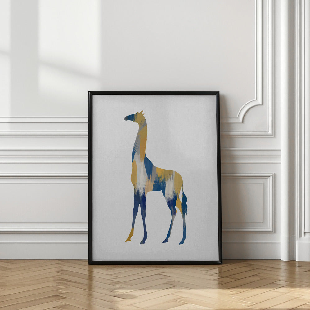 wall-art-print-canvas-poster-framed-Blue & Yellow Giraffe , By Orara Studio-2