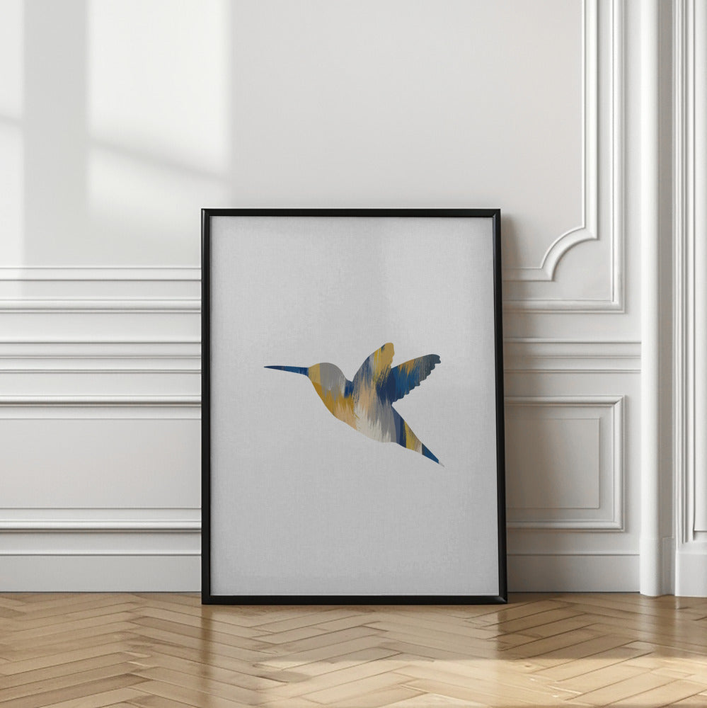 wall-art-print-canvas-poster-framed-Blue & Yellow Hummingbird , By Orara Studio-2