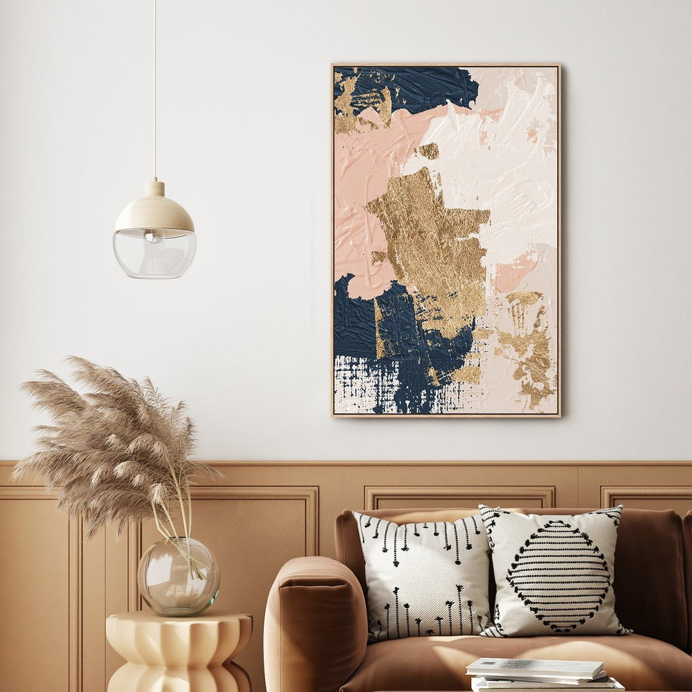 wall-art-print-canvas-poster-framed-Blush And Navy Abstract, Style C-by-Gioia Wall Art-Gioia Wall Art