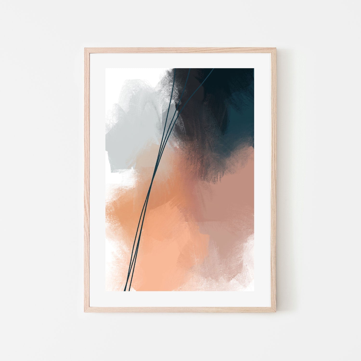 wall-art-print-canvas-poster-framed-Blush and Navy Colour Blow-GIOIA-WALL-ART