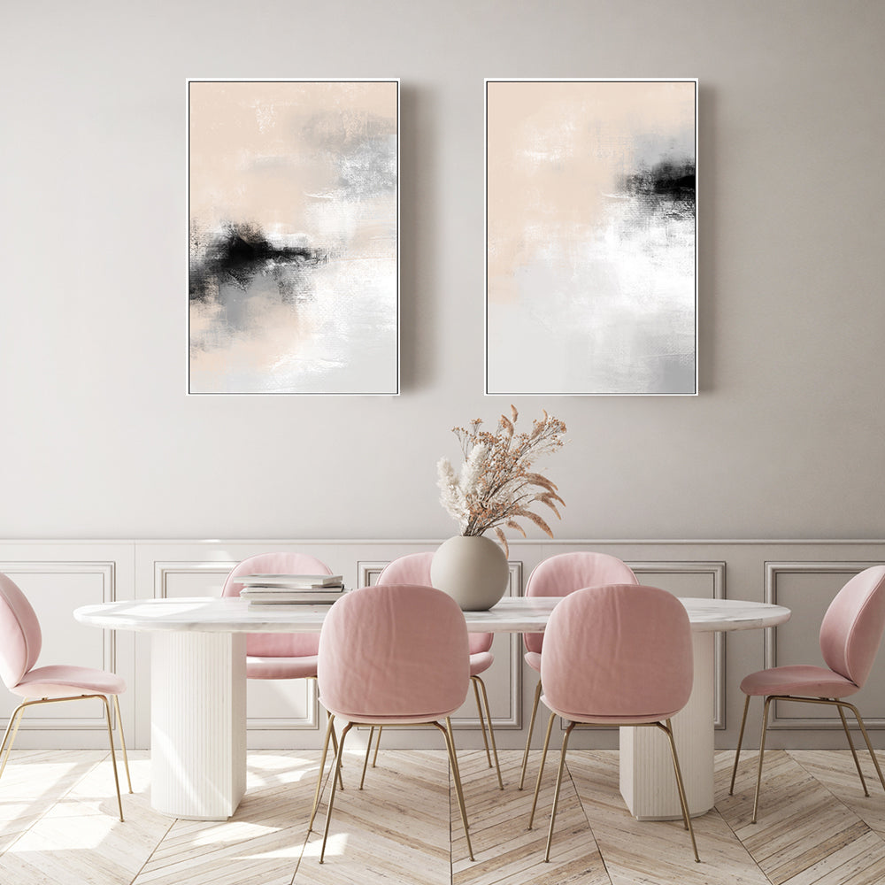 wall-art-print-canvas-poster-framed-Blush Rose Apparent, Style A & B, Set of 2-GIOIA-WALL-ART