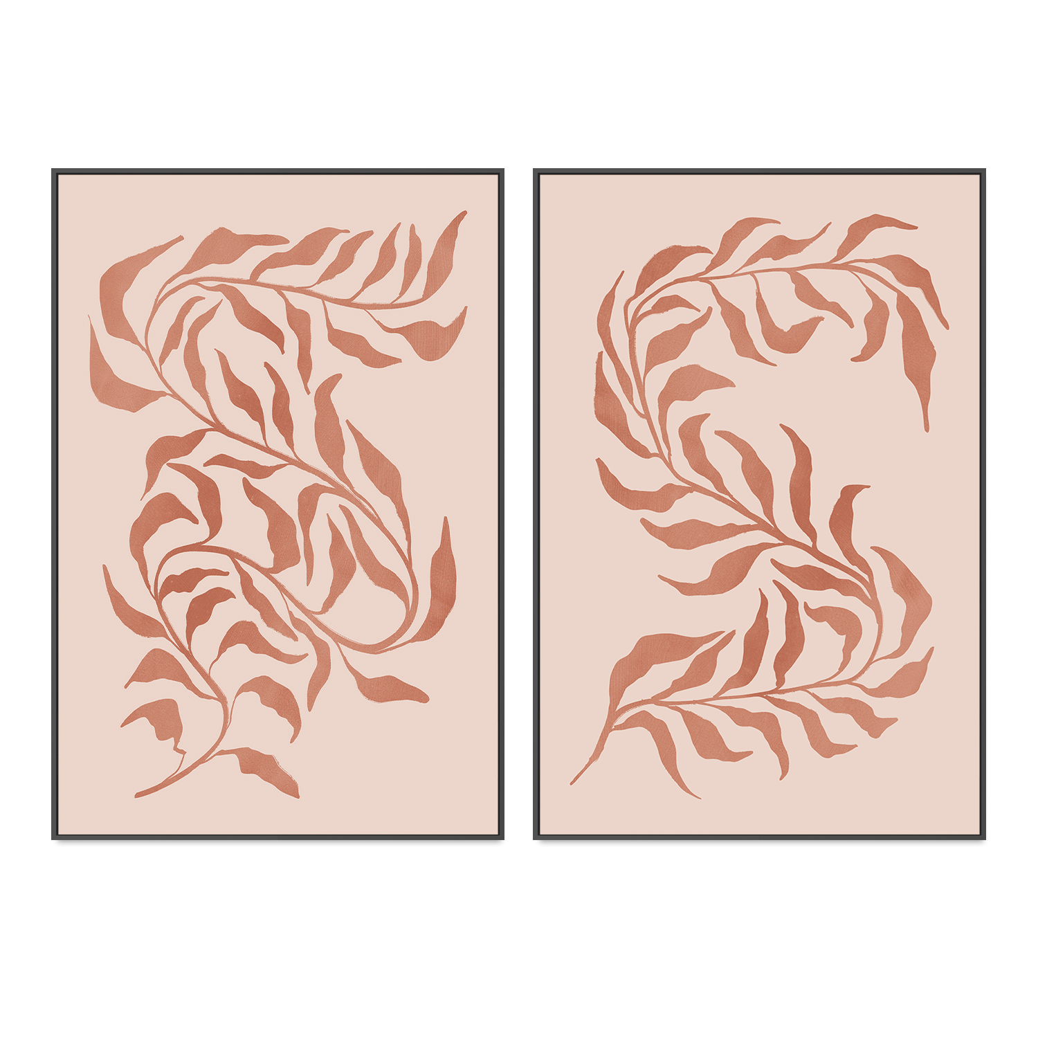 wall-art-print-canvas-poster-framed-Blush Seaweed, Style A & B, Set of 2 , By Nina Blue-3