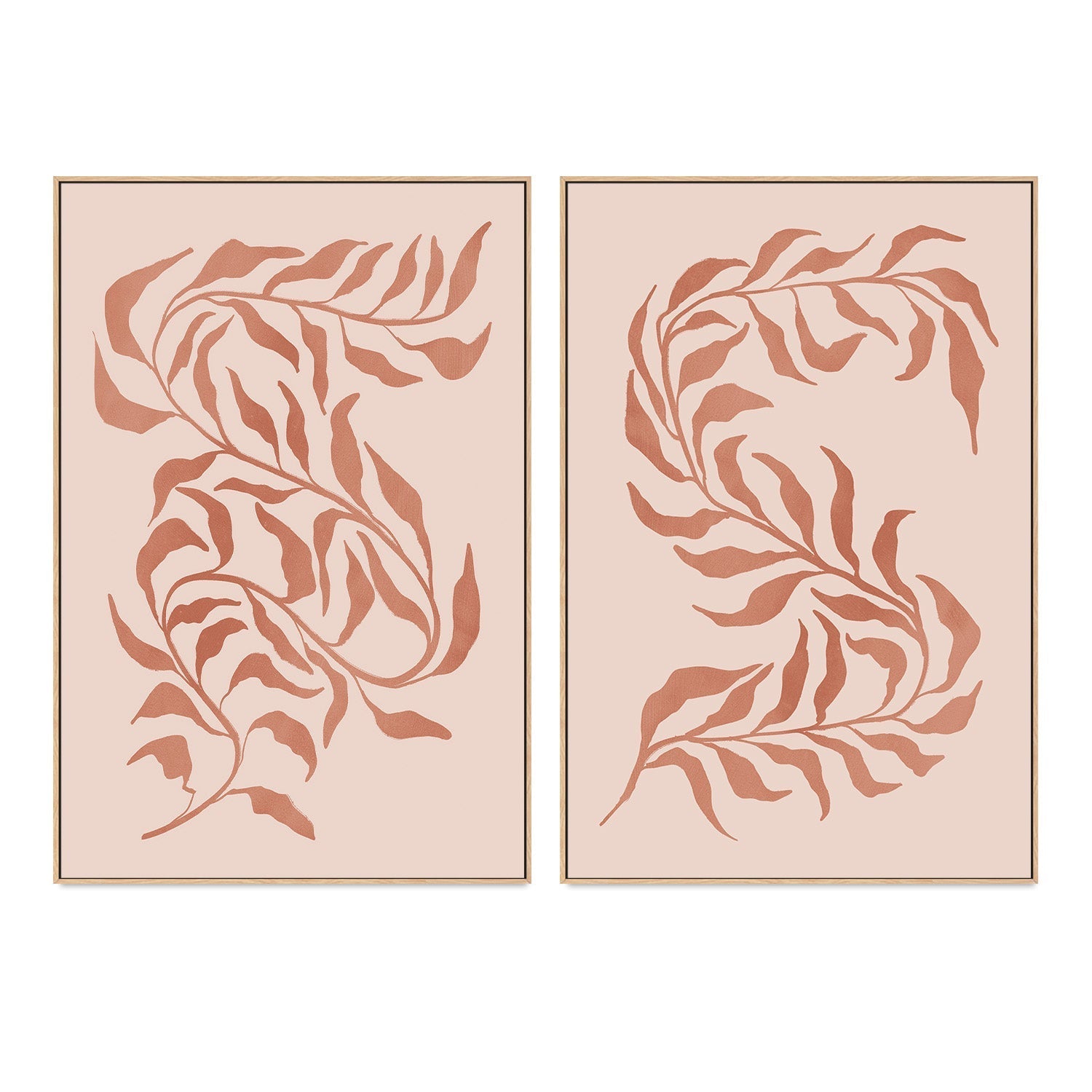 wall-art-print-canvas-poster-framed-Blush Seaweed, Style A & B, Set of 2 , By Nina Blue-4