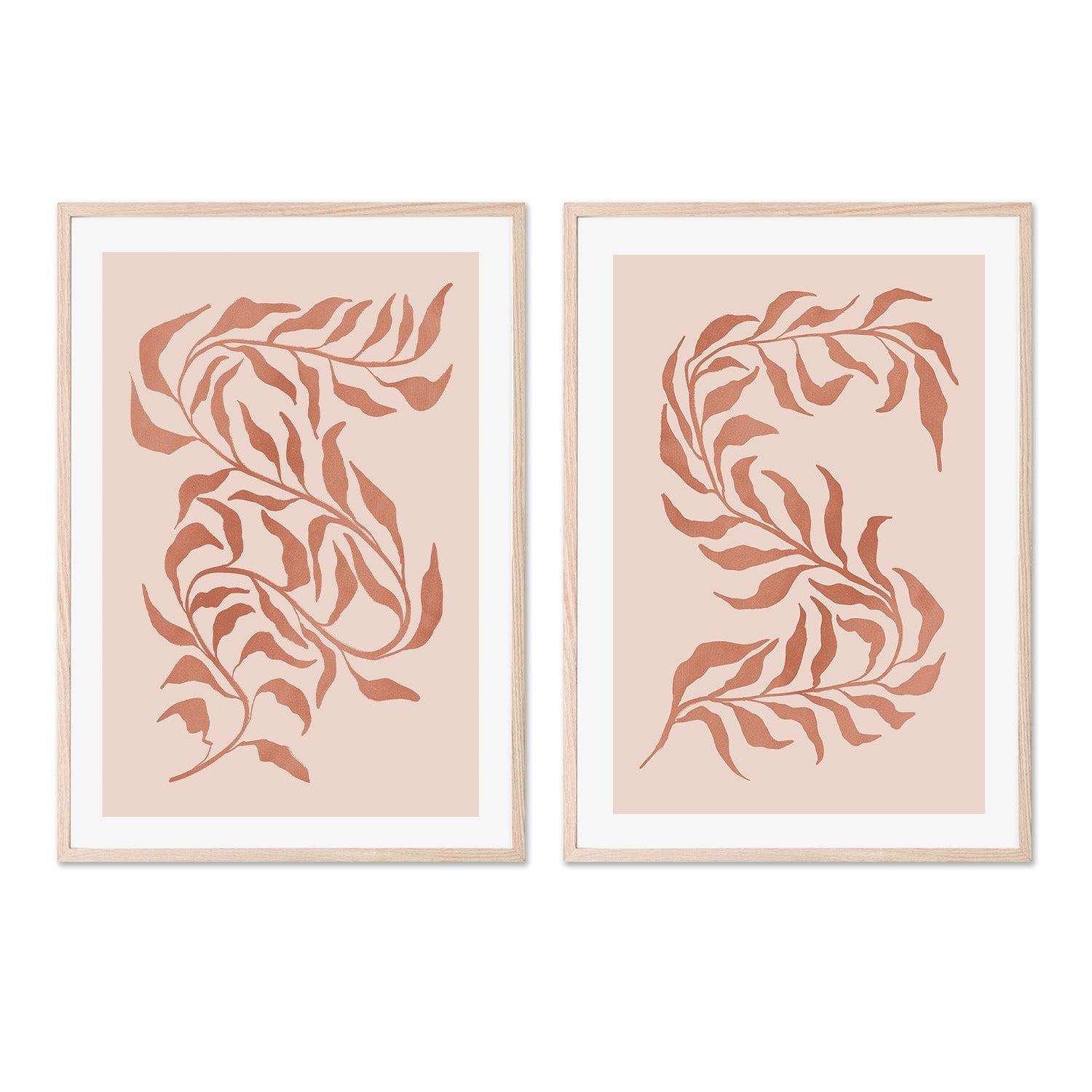 wall-art-print-canvas-poster-framed-Blush Seaweed, Style A & B, Set of 2 , By Nina Blue-6