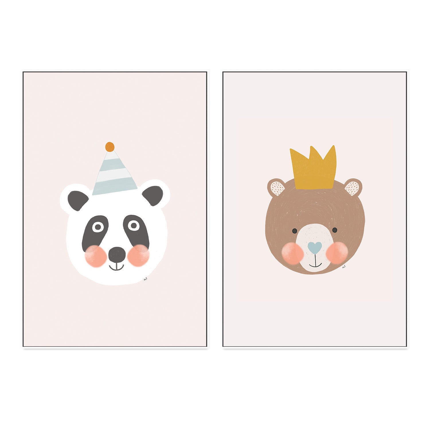 wall-art-print-canvas-poster-framed-Blushing Panda and Crown Bear, Set Of 2 , By Menina Lisboa-5