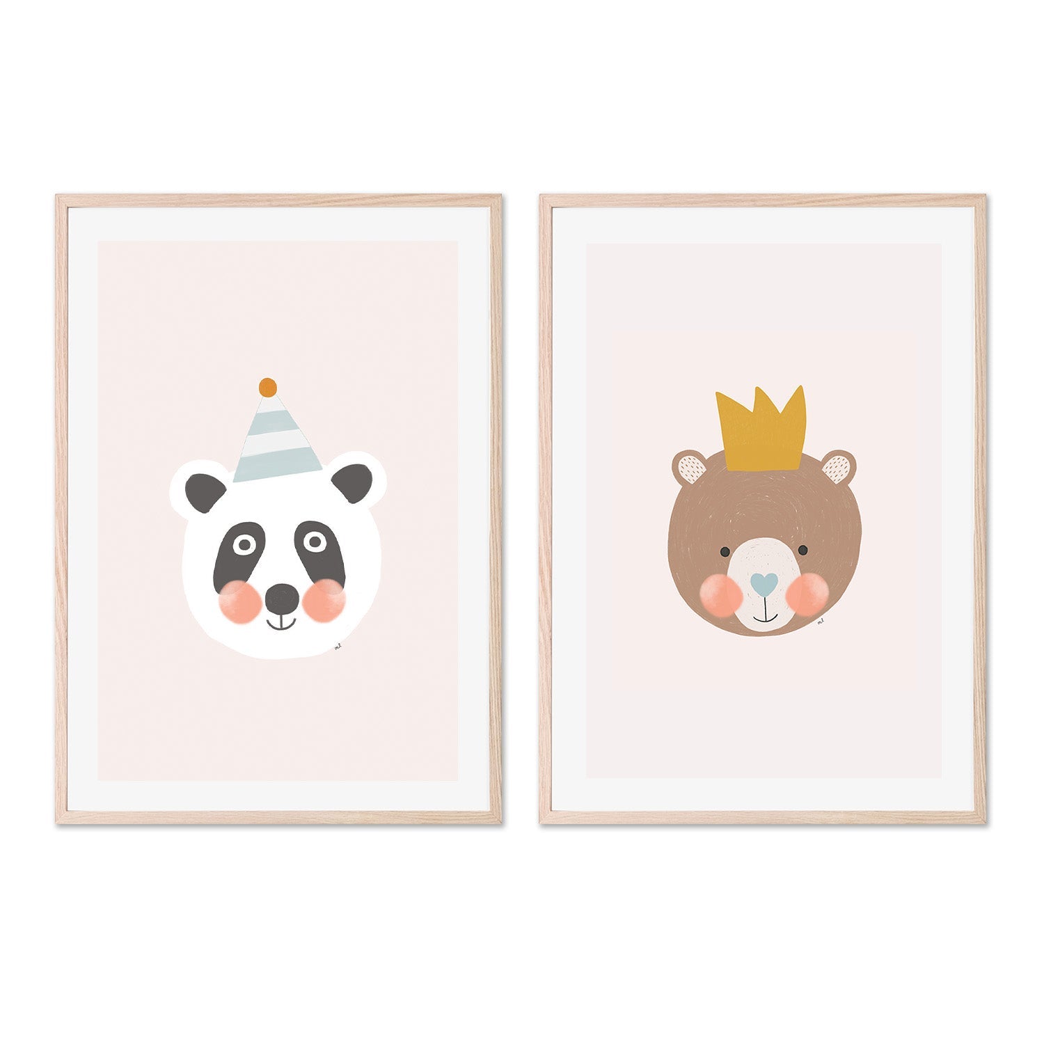 wall-art-print-canvas-poster-framed-Blushing Panda and Crown Bear, Set Of 2 , By Menina Lisboa-6