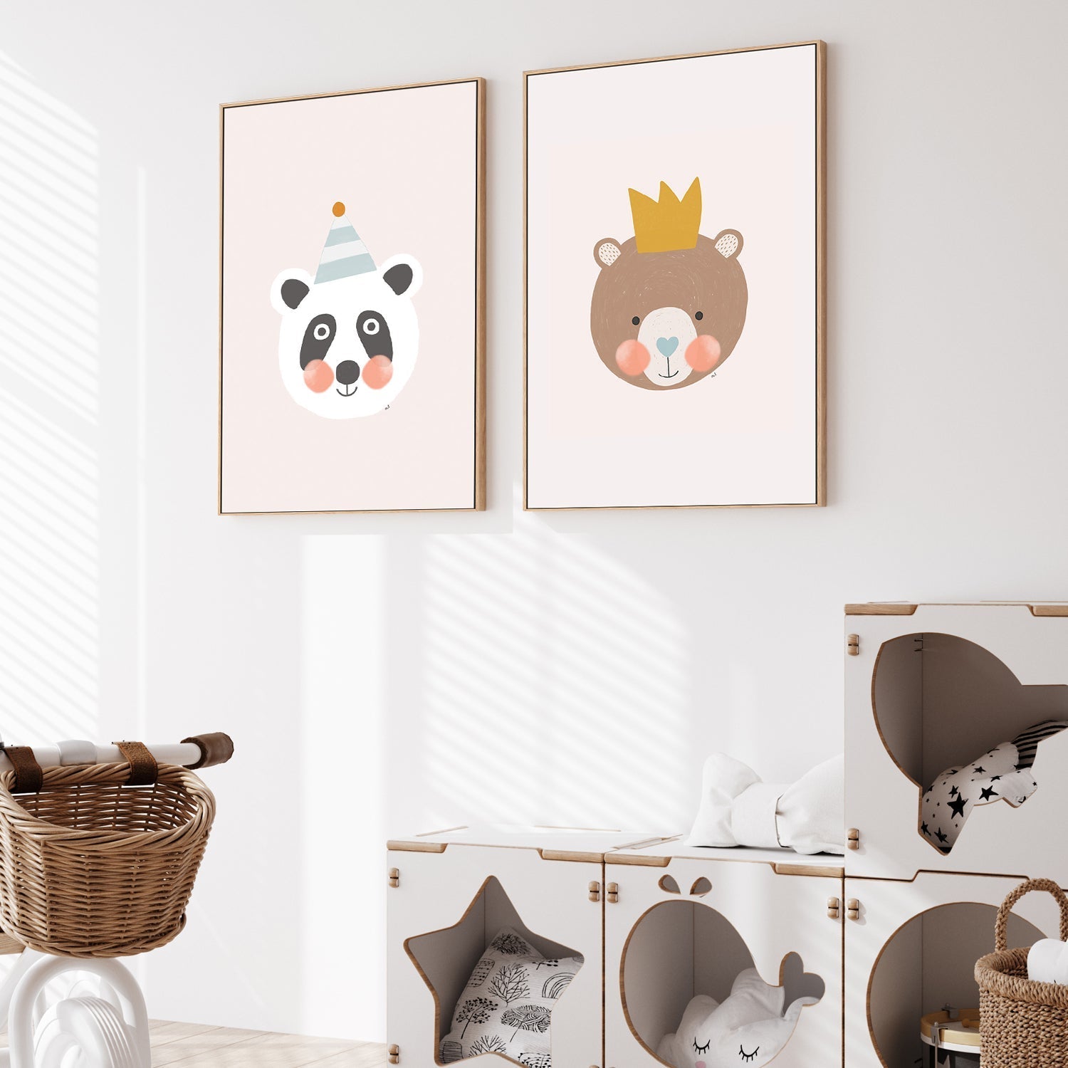 wall-art-print-canvas-poster-framed-Blushing Panda and Crown Bear, Set Of 2 , By Menina Lisboa-7