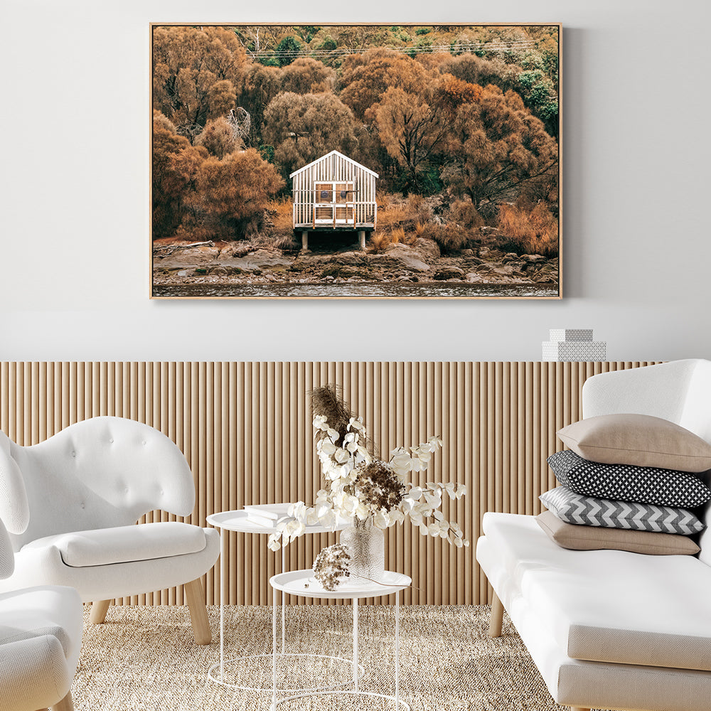 wall-art-print-canvas-poster-framed-Boat Shed, Eaglehawk Bay, Tasmania-GIOIA-WALL-ART