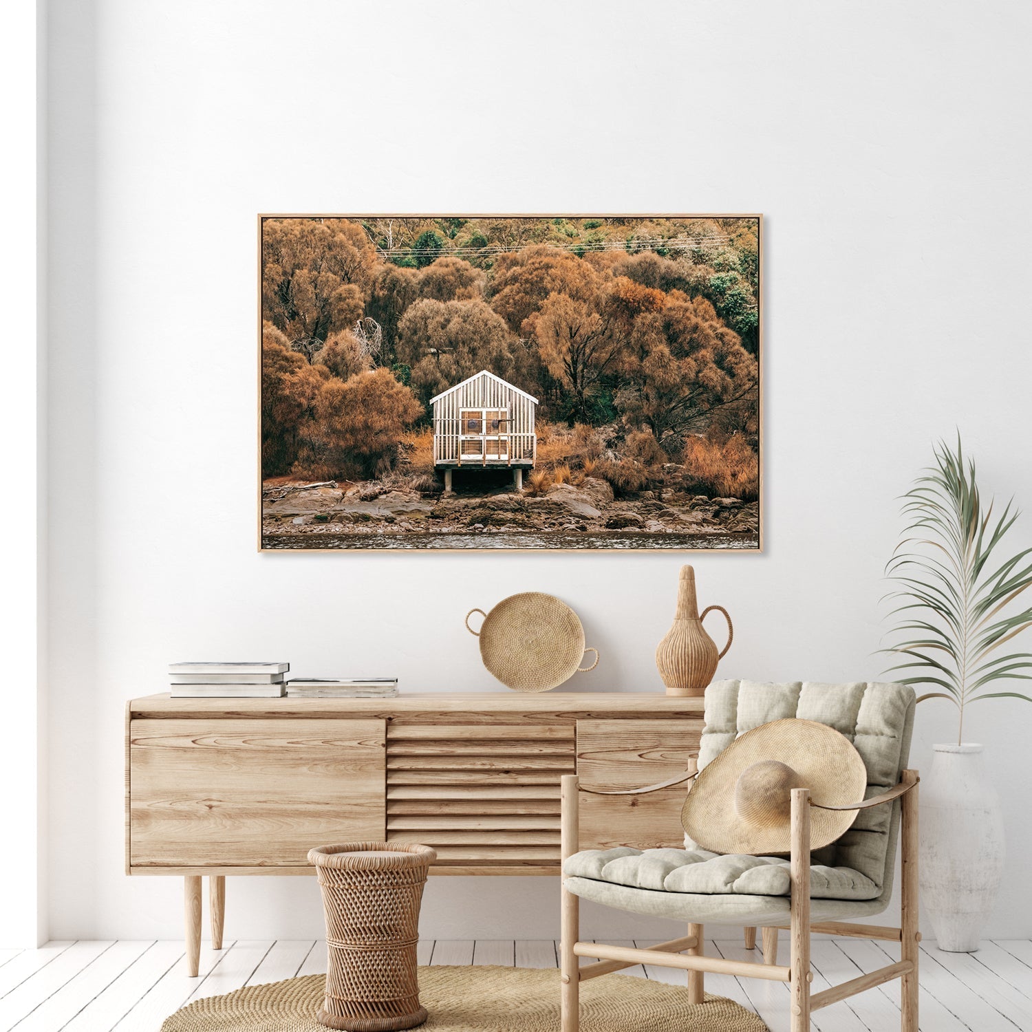 wall-art-print-canvas-poster-framed-Boat Shed, Eaglehawk Bay, Tasmania-GIOIA-WALL-ART