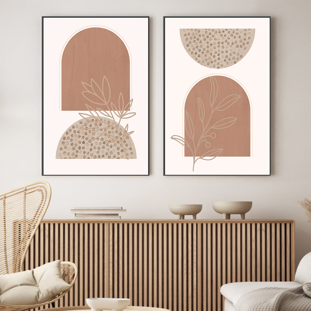 wall-art-print-canvas-poster-framed-Boho Beige, Style A & B, Set Of 2 , By Sally Ann Moss-GIOIA-WALL-ART