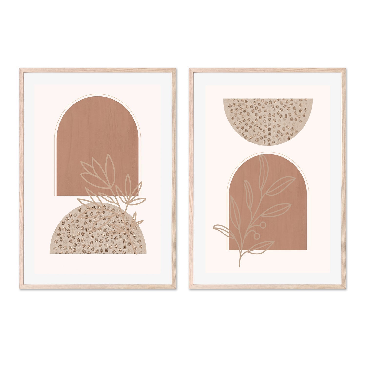 wall-art-print-canvas-poster-framed-Boho Beige, Style A & B, Set Of 2 , By Sally Ann Moss-GIOIA-WALL-ART