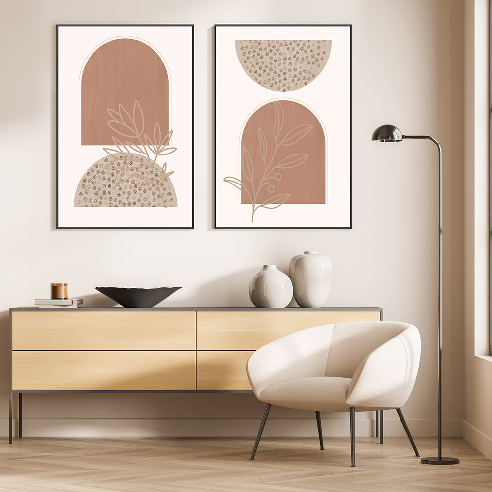 wall-art-print-canvas-poster-framed-Boho Beige, Style A & B, Set Of 2 , By Sally Ann Moss-GIOIA-WALL-ART