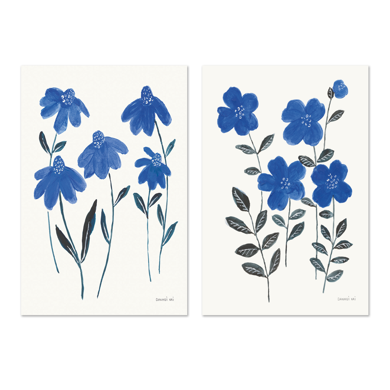 wall-art-print-canvas-poster-framed-Borrowed and Blue, Style A & Style B, Set of 2 , By Danhui Nai-GIOIA-WALL-ART