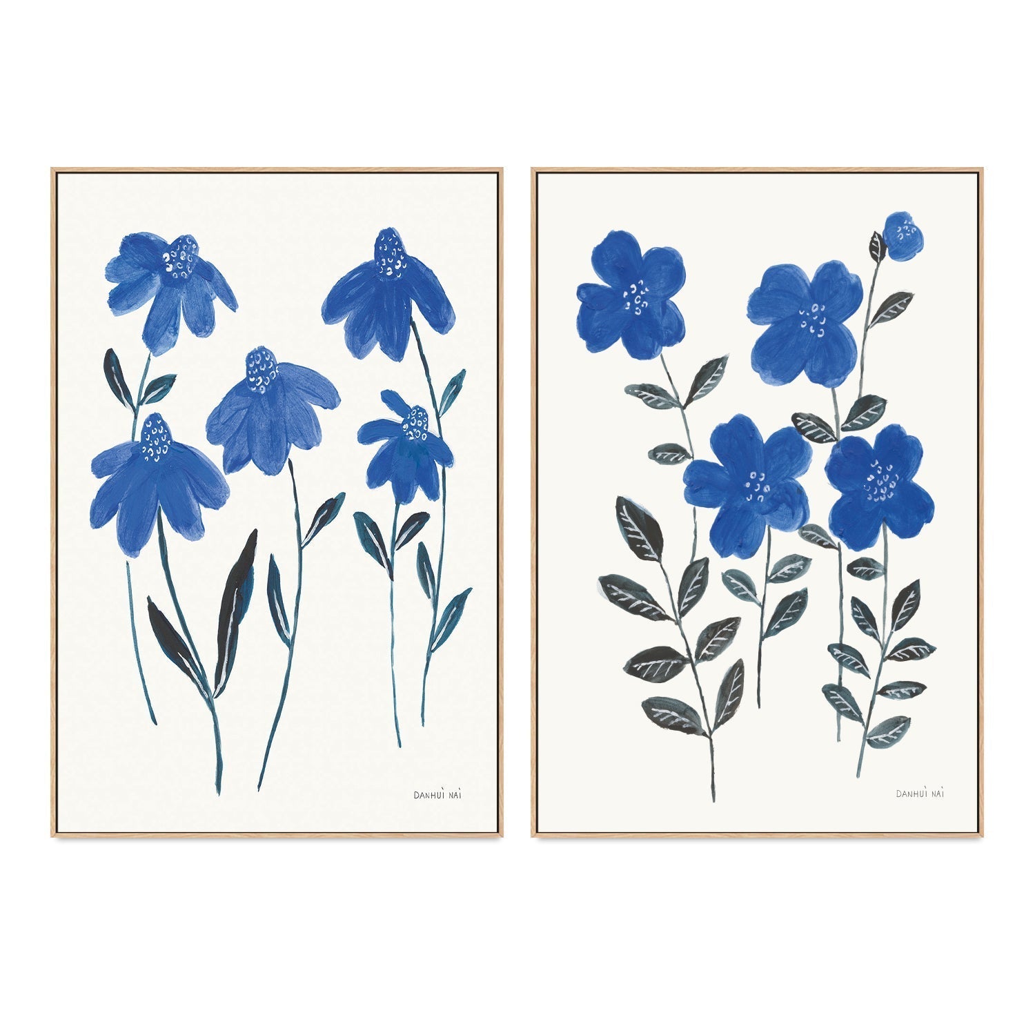 wall-art-print-canvas-poster-framed-Borrowed and Blue, Style A & Style B, Set of 2 , By Danhui Nai-GIOIA-WALL-ART