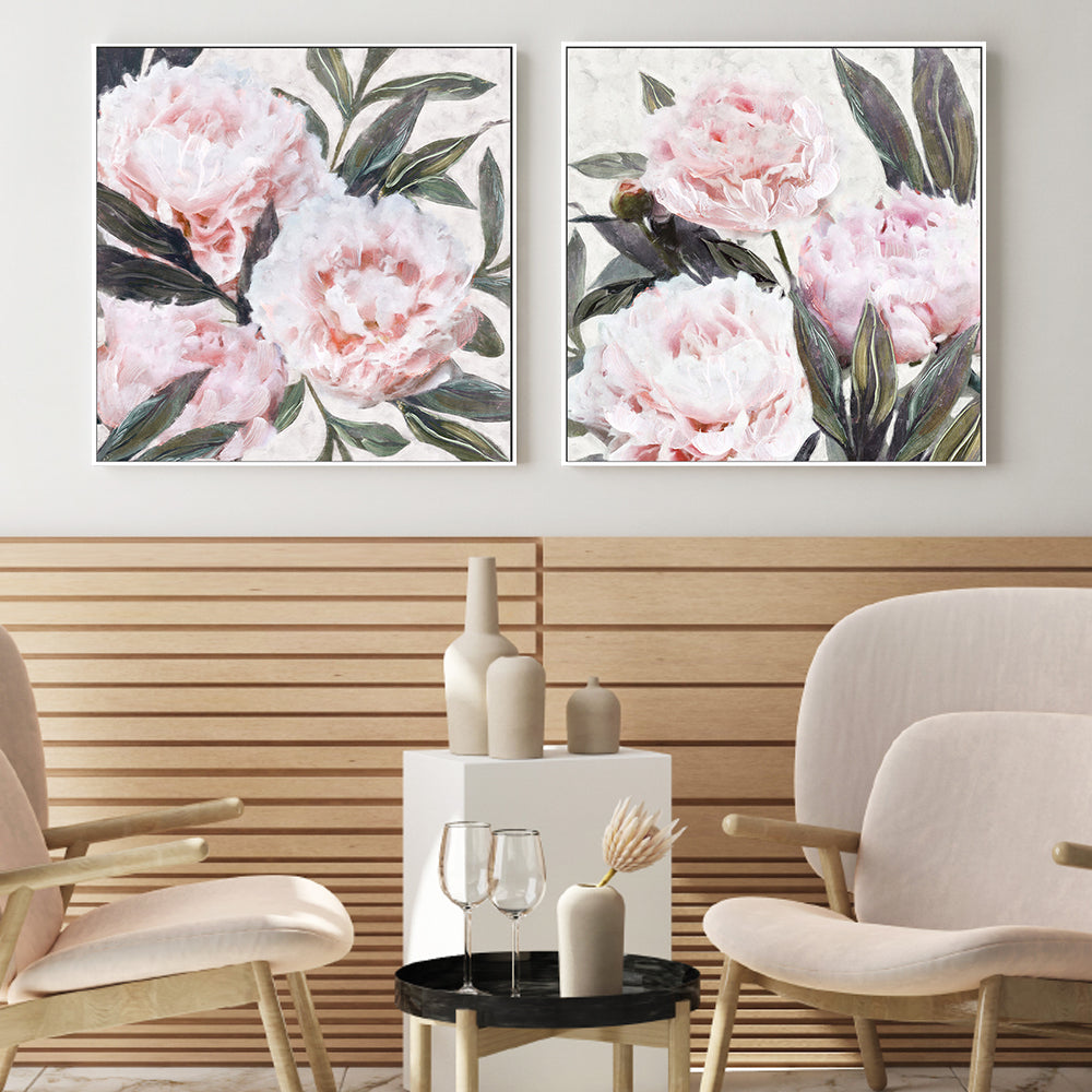 wall-art-print-canvas-poster-framed-Bountiful Peonies, Style A & B, Set Of 2 , By Nina Blue-2